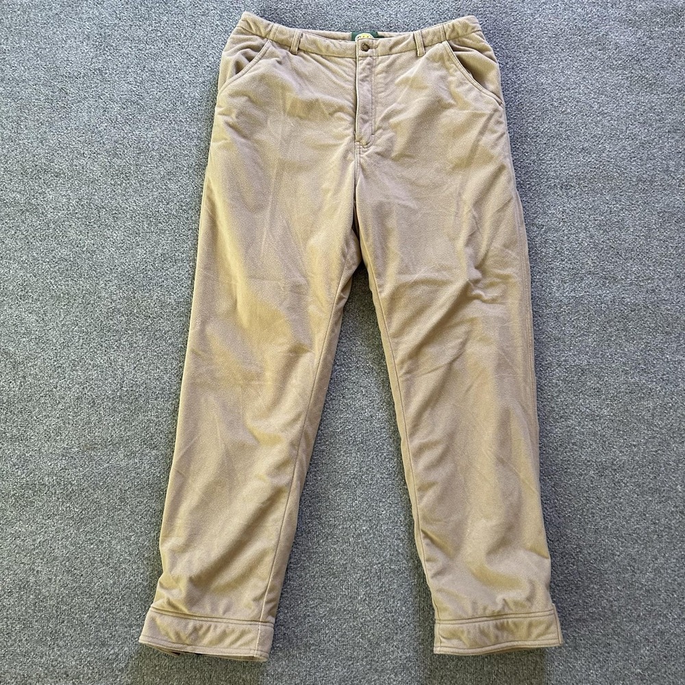 Cabelas Pants Mens 36 Tall Beige Fleece Lined Hunting Snow Insulated Thermal